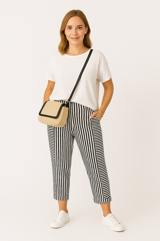 Damenhose – Gestreift, Bequem & Vielseitig