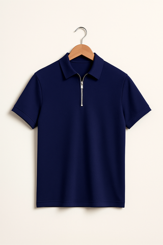 Herrenpolo – Zipper-Design aus Baumwollmix, sportlich & luftig