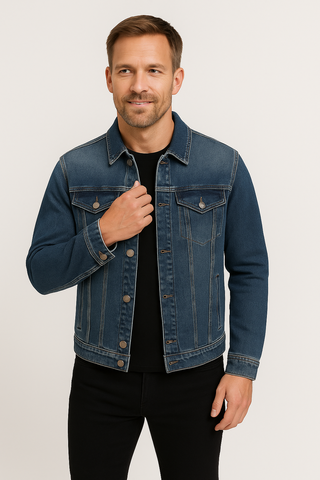 Herrenjacke – Langarm mit Knopfleiste, bequem & vielseitig