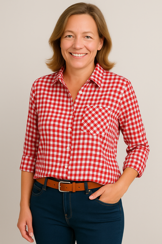 Damenhemd – Karomuster aus Baumwolle, lässig & atmungsaktiv