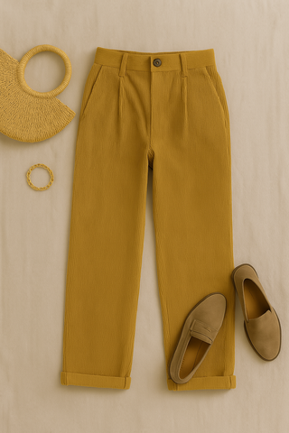 Damenhose – Gerade Form aus weichem Stoff, elegant & vielseitig
