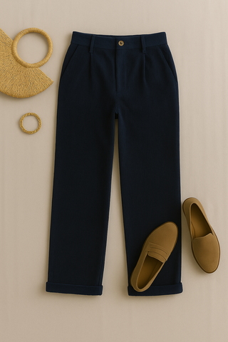 Damenhose – Gerade Form aus weichem Stoff, elegant & vielseitig