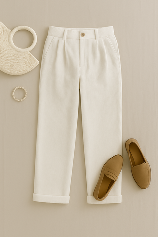 Damenhose – Gerade Form aus weichem Stoff, elegant & vielseitig