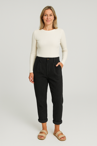 Damenhose – Gerade Form aus weichem Stoff, elegant & vielseitig