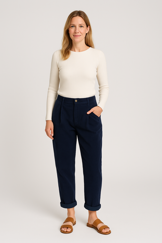 Damenhose – Gerade Form aus weichem Stoff, elegant & vielseitig