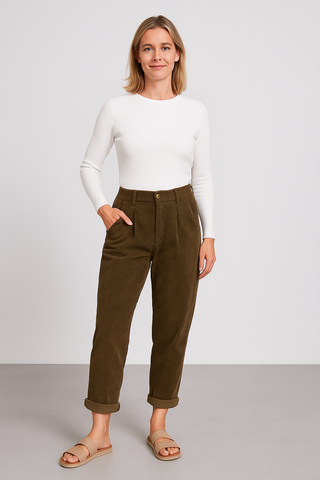 Damenhose – Gerade Form aus weichem Stoff, elegant & vielseitig