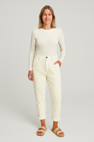 Damenhose – Gerade Form aus weichem Stoff, elegant & vielseitig