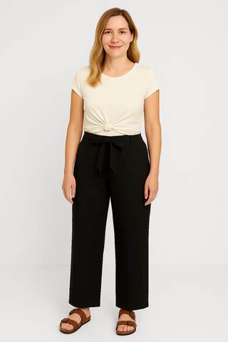 Damenhose – Gerade Form mit Kordelzug, luftig & sommerlich