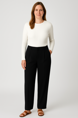 Damenhose – High Waist mit Falten, elegant & weit geschnitten