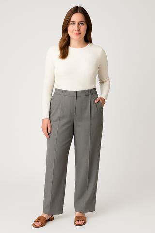 Damenhose – High Waist mit Falten, elegant & weit geschnitten