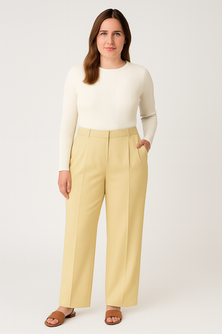 Damenhose – High Waist mit Falten, elegant & weit geschnitten