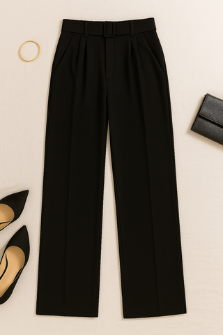 Damenhose – High Waist mit Falten, elegant & weit geschnitten
