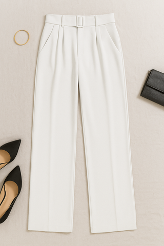 Damenhose – High Waist mit Falten, elegant & weit geschnitten