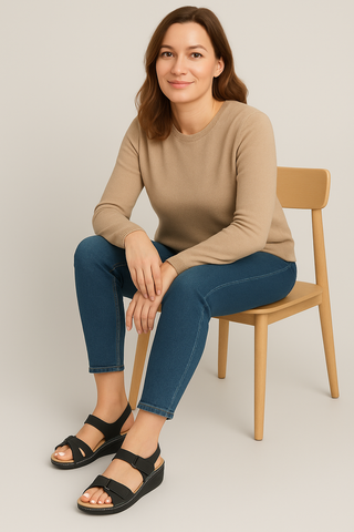 Damensandalen – Keilabsatz, verstellbar & bequem