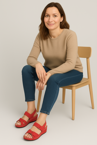 Damensandalen – Keilabsatz, verstellbar & bequem
