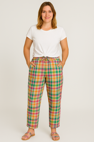 Damenhose – Vintage-Stil mit Karomuster, charmant & bequem
