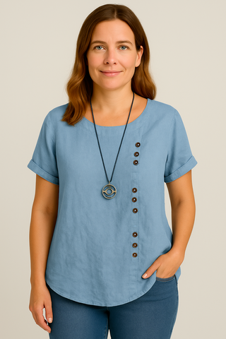 Damenbluse – Kurzarm aus Baumwolle, elegant & bequem