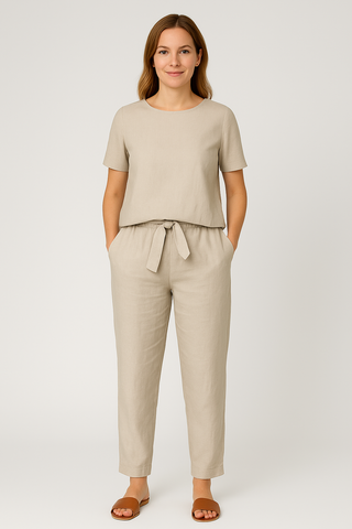 Damen Set – Zweiteiler aus Leinenstil, modern & luftig