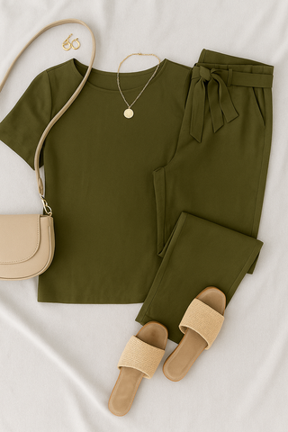 Damen Set – Zweiteiler aus Leinenstil, modern & luftig