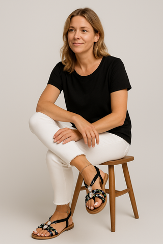 Damensandalen – Flanell im Boho-Stil, bequem & vielseitig
