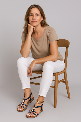 Damensandalen – Flanell im Boho-Stil, bequem & vielseitig
