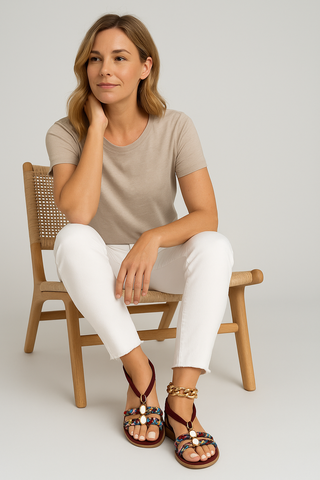 Damensandalen – Flanell im Boho-Stil, bequem & vielseitig