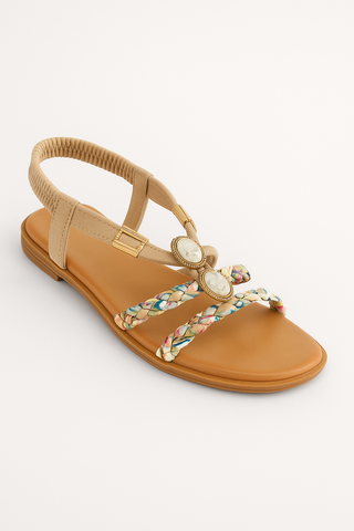 Damensandalen – Flanell im Boho-Stil, bequem & vielseitig