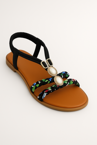 Damensandalen – Flanell im Boho-Stil, bequem & vielseitig