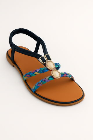 Damensandalen – Flanell im Boho-Stil, bequem & vielseitig