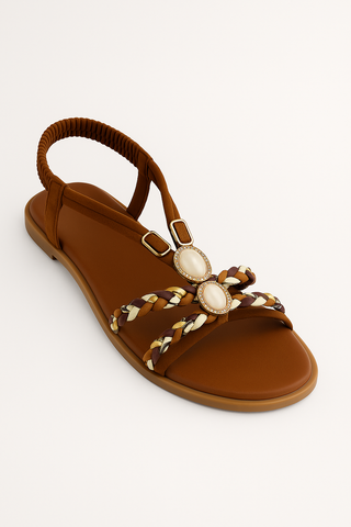 Damensandalen – Flanell im Boho-Stil, bequem & vielseitig