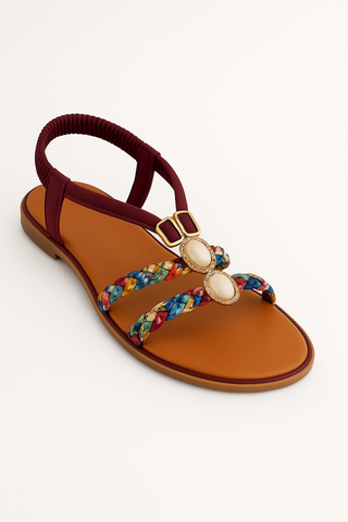 Damensandalen – Flanell im Boho-Stil, bequem & vielseitig