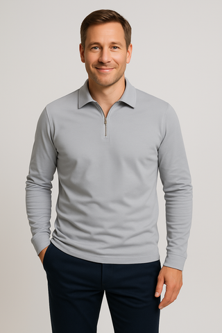 Herrenshirt – Zip-Design aus Baumwolle, sportlich & bequem