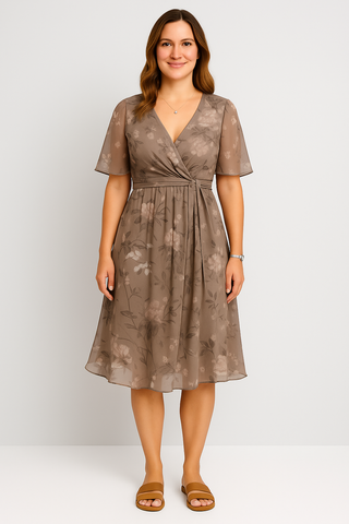 Damenkleid – Wickelstil mit V-Ausschnitt, elegant & bequem