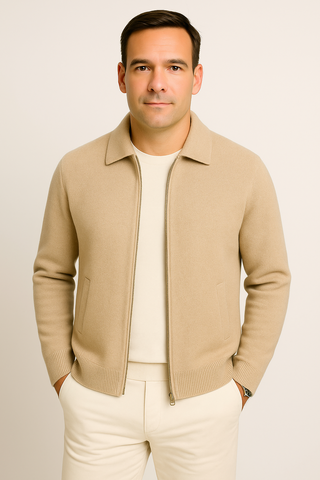 Herrenjacke – Feinstrick mit Reißverschluss, schlicht & edel