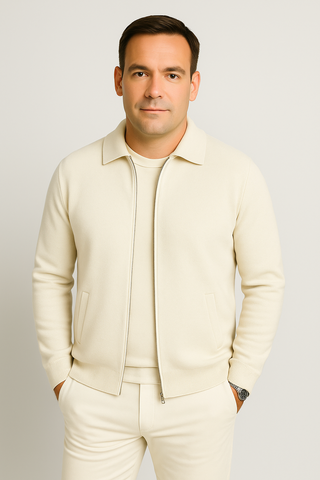 Herrenjacke – Feinstrick mit Reißverschluss, schlicht & edel
