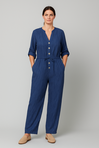 Damen Jumpsuit – Baumwoll-Leinen, lässig & stilvoll