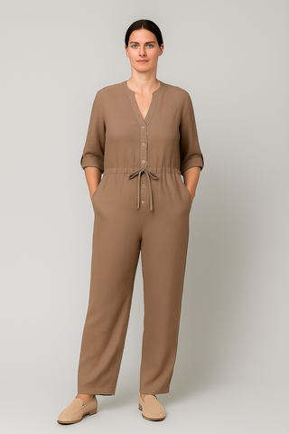Damen Jumpsuit – Baumwoll-Leinen, lässig & stilvoll