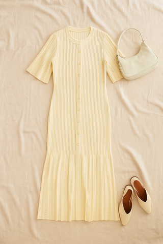 Damen Midikleid – Baumwoll‑Strick, elegant & figurbetont