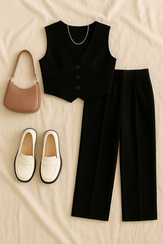 Damen Set – Ärmelloser Blazer & Hose, elegant & modern