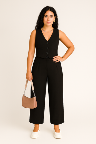 Damen Set – Ärmelloser Blazer & Hose, elegant & modern