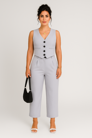 Damen Set – Ärmelloser Blazer & Hose, elegant & modern