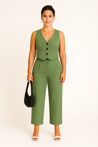 Damen Set – Ärmelloser Blazer & Hose, elegant & modern