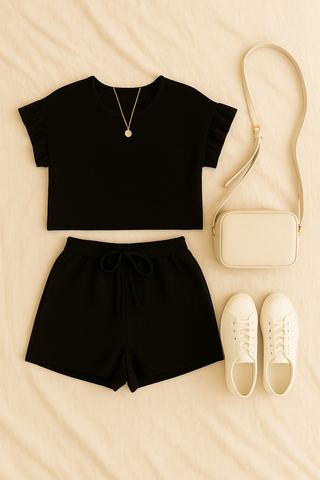 Damen Set – Kurzarmbluse & Shorts, luftig & lässig