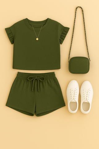 Damen Set – Kurzarmbluse & Shorts, luftig & lässig