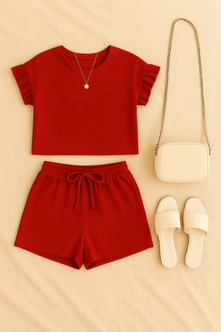 Damen Set – Kurzarmbluse & Shorts, luftig & lässig