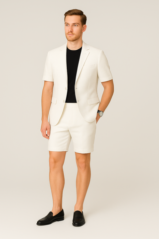 Herren Sommer Set – Kurzarm Blazer & Shorts, Business-Look & Bequem