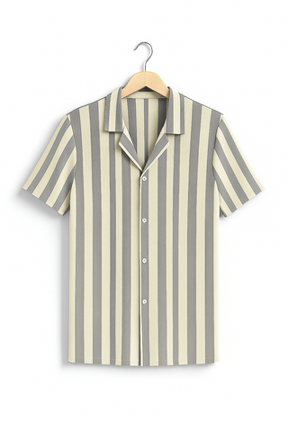 Herren Sommerhemd – Farbblock & Streifen, Lässig & Bequem