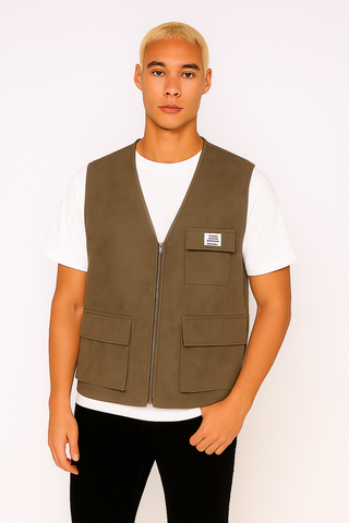 Herren Weste – Utility-Style mit Klappentaschen, Lässig & Vielseitig