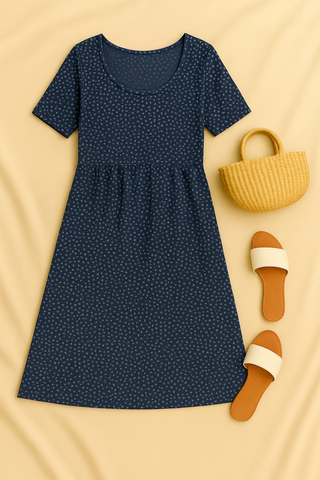 Damen Midikleid – Baumwoll-Look, Elegant & Zeitlos