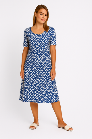 Damen Midikleid – Baumwoll-Look, Elegant & Zeitlos